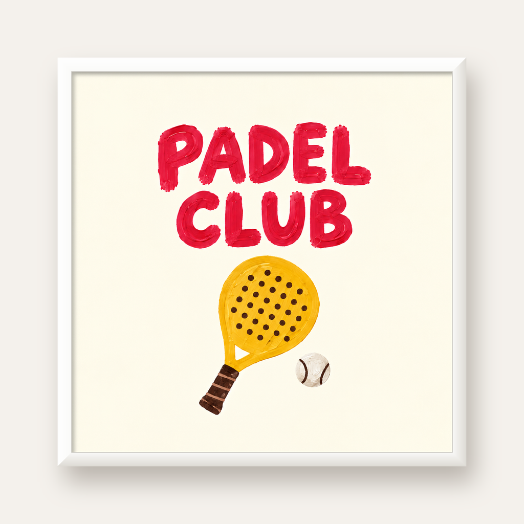 Padel Club El Çizimi Poster – Modern Spor İllüstrasyonu — beyaz çerçeveli kare poster