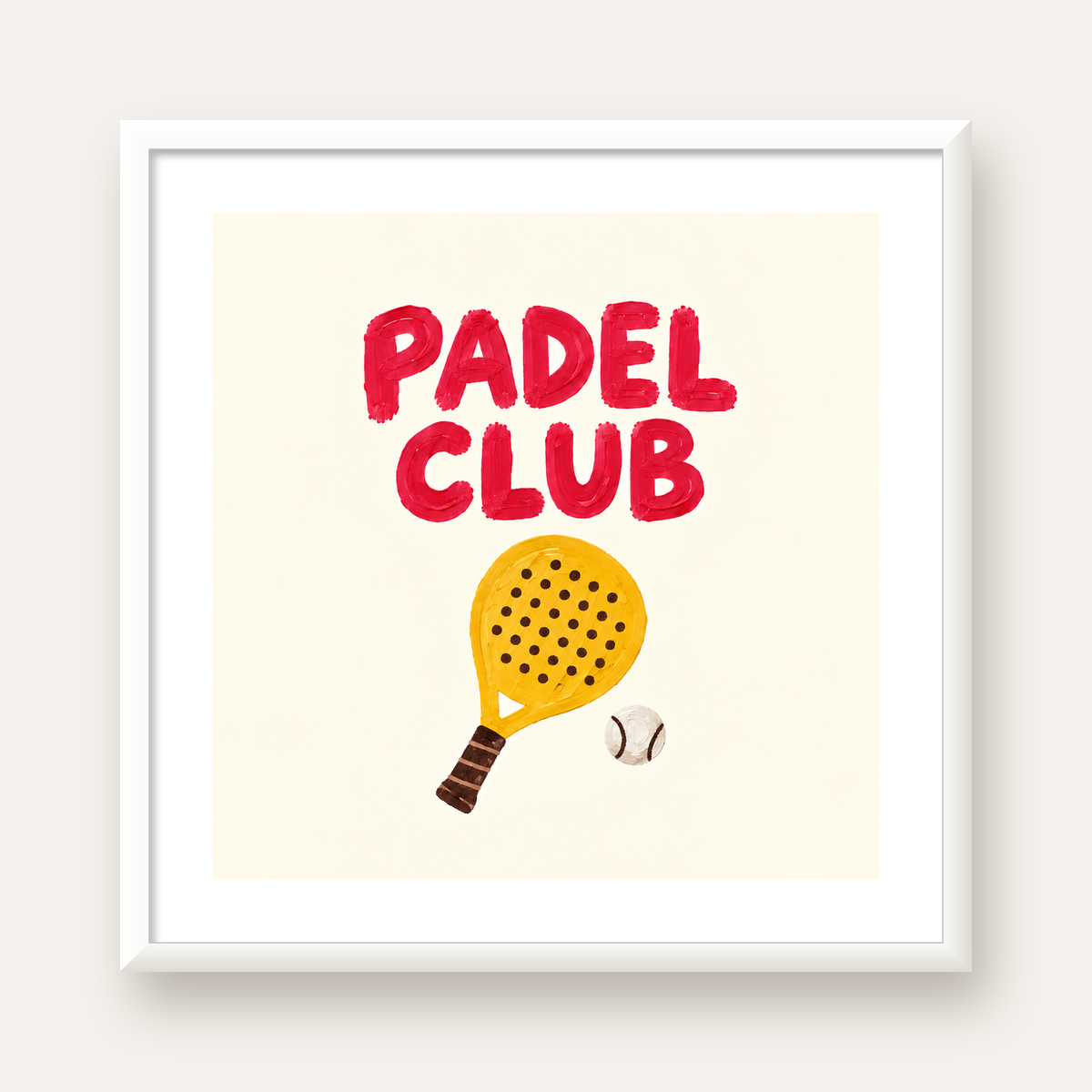 Padel Club El Çizimi Poster – Modern Spor İllüstrasyonu — beyaz çerçeveli kare poster