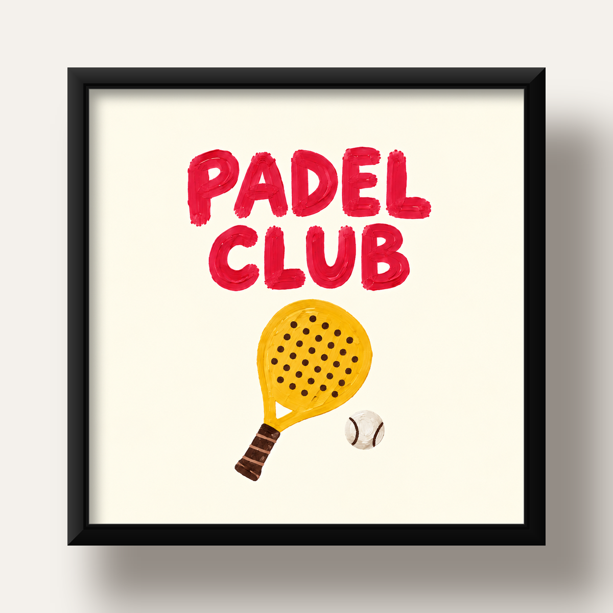 Padel Club El Çizimi Poster – Modern Spor İllüstrasyonu — siyah derin çerçeveli