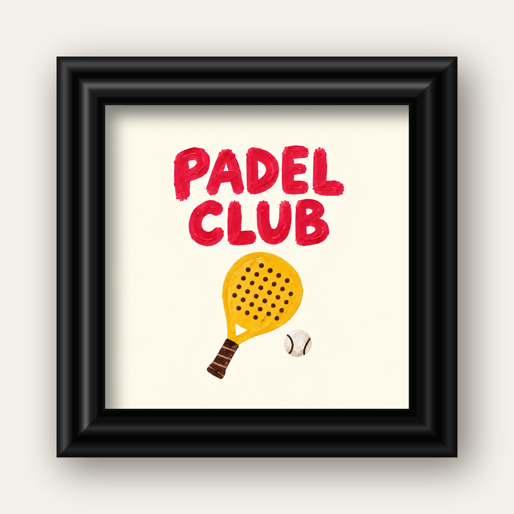 Padel Club El Çizimi Poster – Modern Spor İllüstrasyonu — siyah galeri çerçeveli