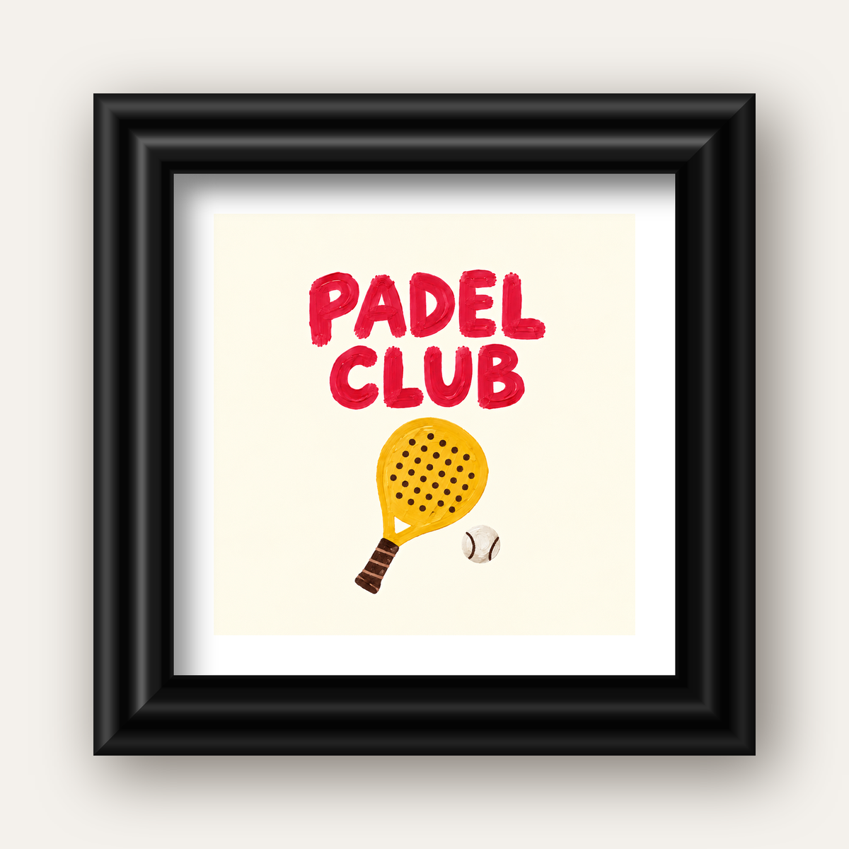 Padel Club El Çizimi Poster – Modern Spor İllüstrasyonu — siyah galeri çerçeveli paspartulu