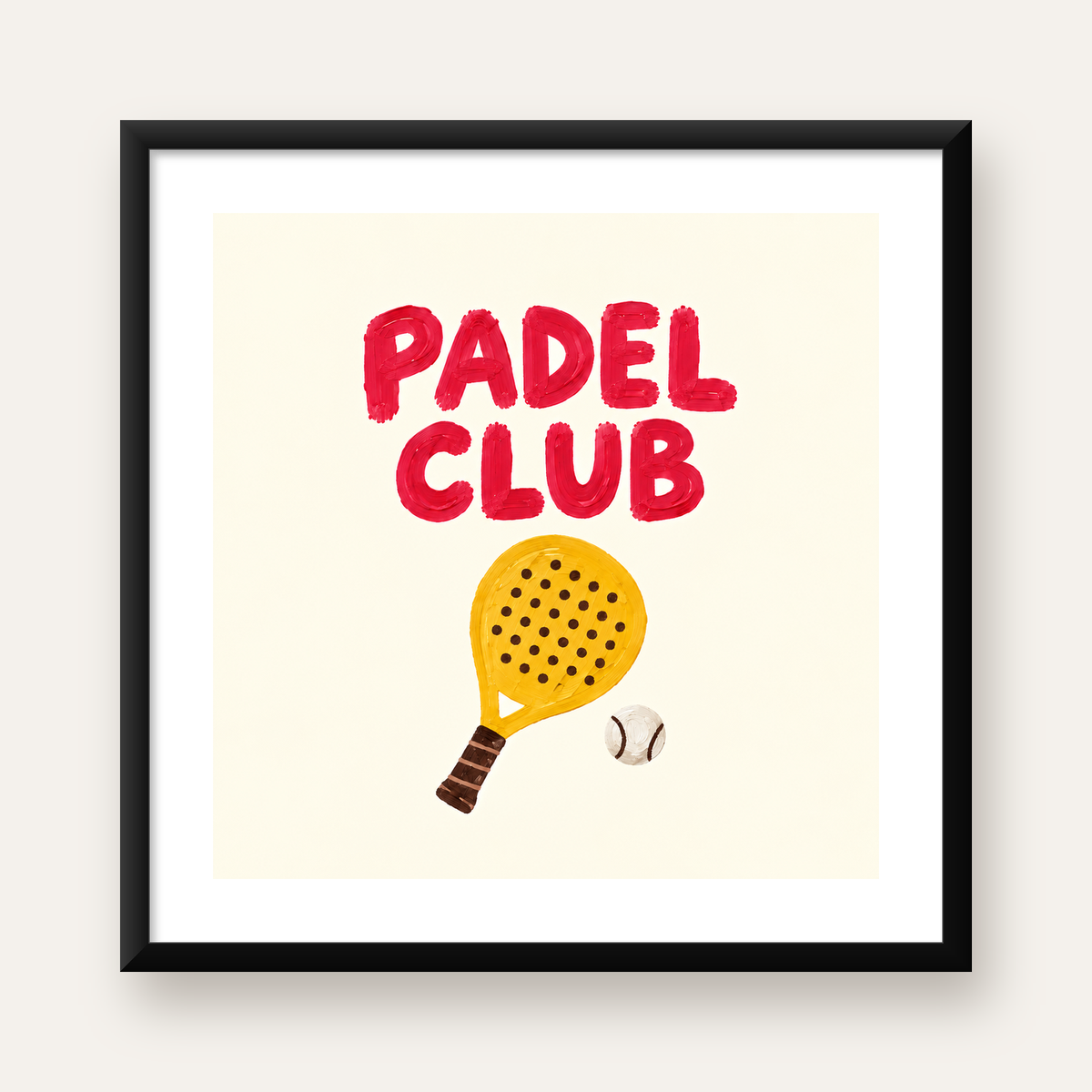 Padel Club El Çizimi Poster – Modern Spor İllüstrasyonu — Kare baskı, beyaz paspartulu