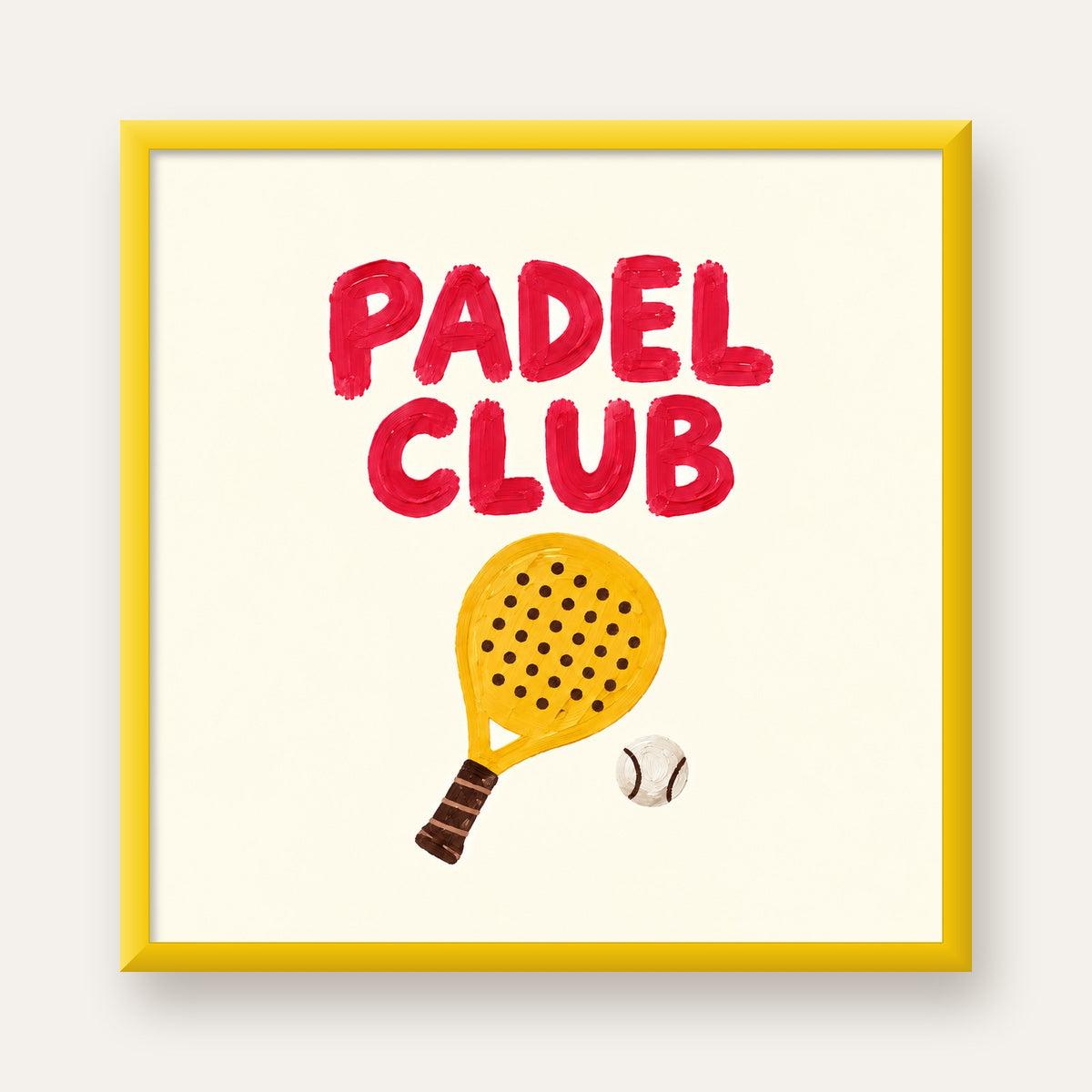 Padel Club El Çizimi Poster – Modern Spor İllüstrasyonu — sarı çerçeveli