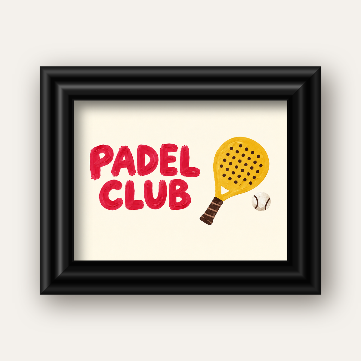 Padel Club El Çizimi Poster – Modern Spor İllüstrasyonu — siyah galeri çerçeveli