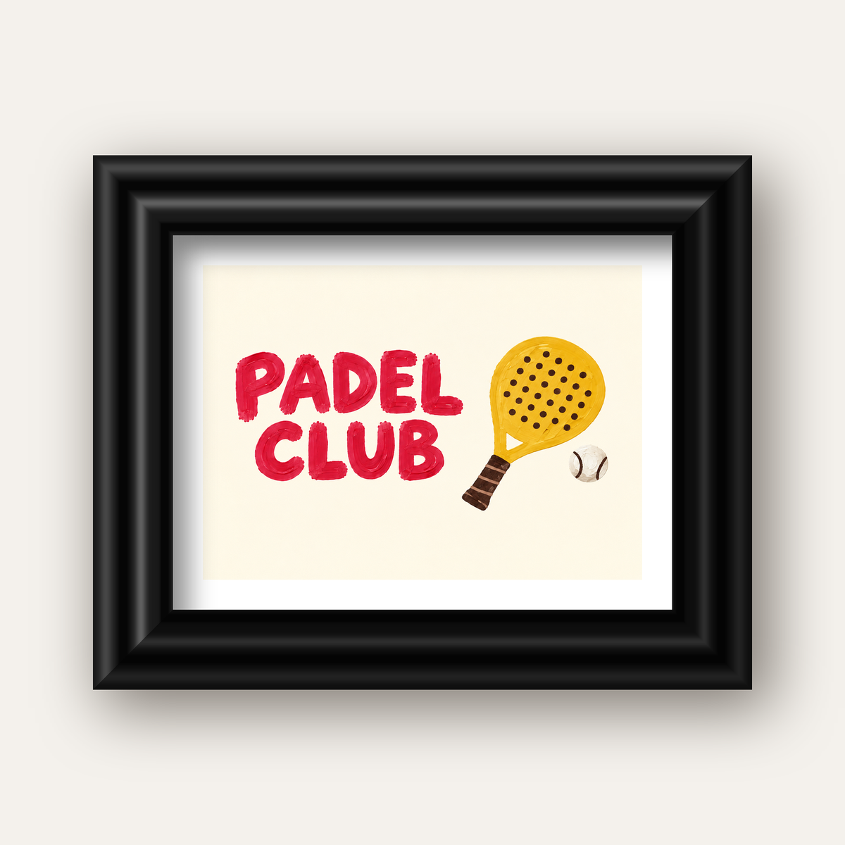 Padel Club El Çizimi Poster – Modern Spor İllüstrasyonu — siyah galeri çerçeveli paspartulu