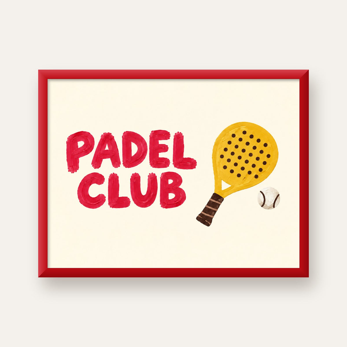 Padel Club El Çizimi Poster – Modern Spor İllüstrasyonu — kırmızı çerçeveli