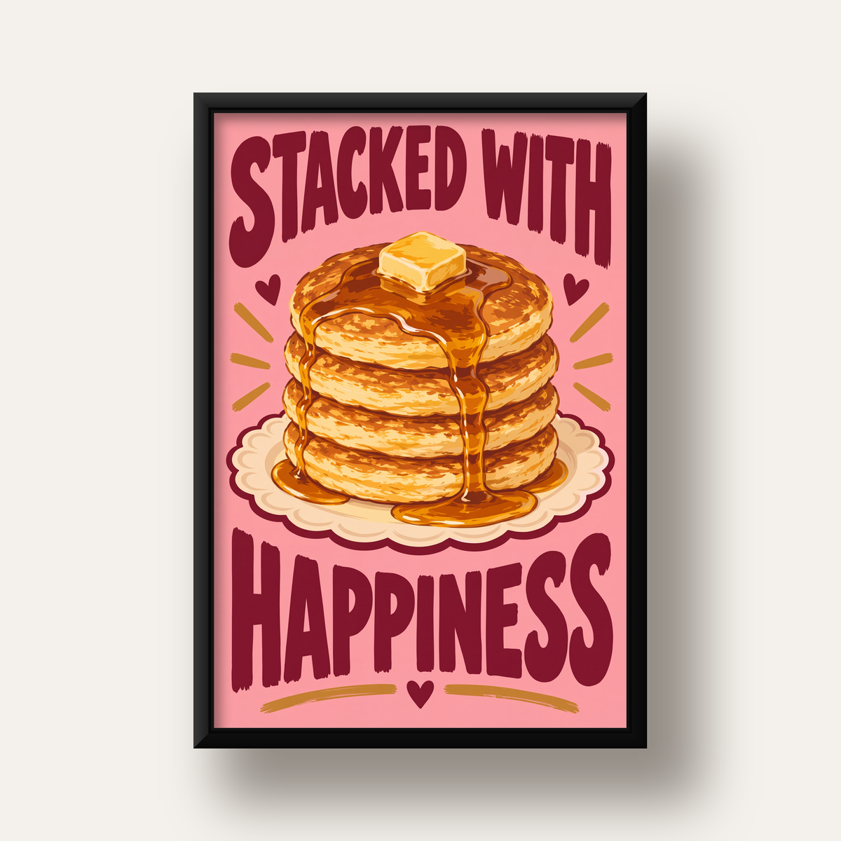 Pankek ve Mutluluk Poster - Stacked With Happiness Duvar Dekoru — siyah derin çerçeveli
