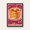 Pankek ve Mutluluk Poster - Stacked With Happiness Duvar Dekoru — düz siyah çerçeveli duvar posteri