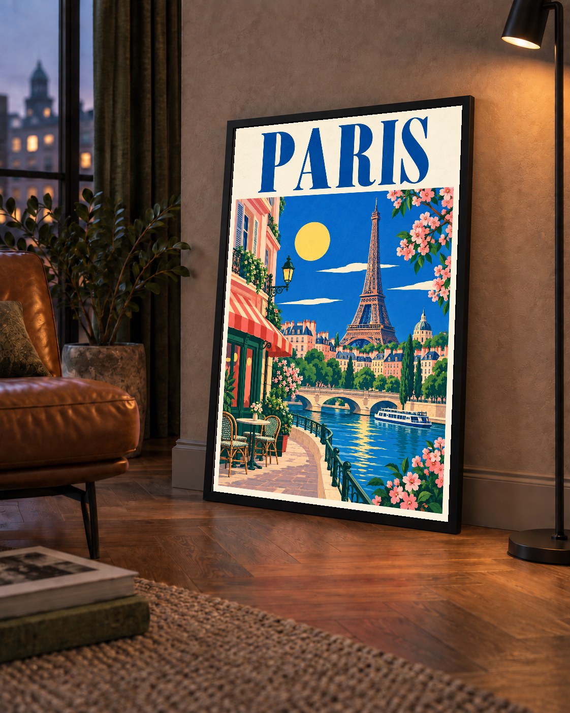 Paris Manzarası Vintage Poster – Renkli Retro Duvar Dekoru