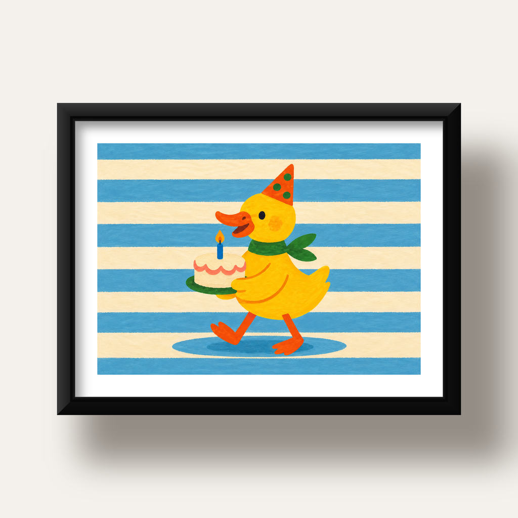 Pastalı Ördek — siyah derin çerçeveli paspartulu