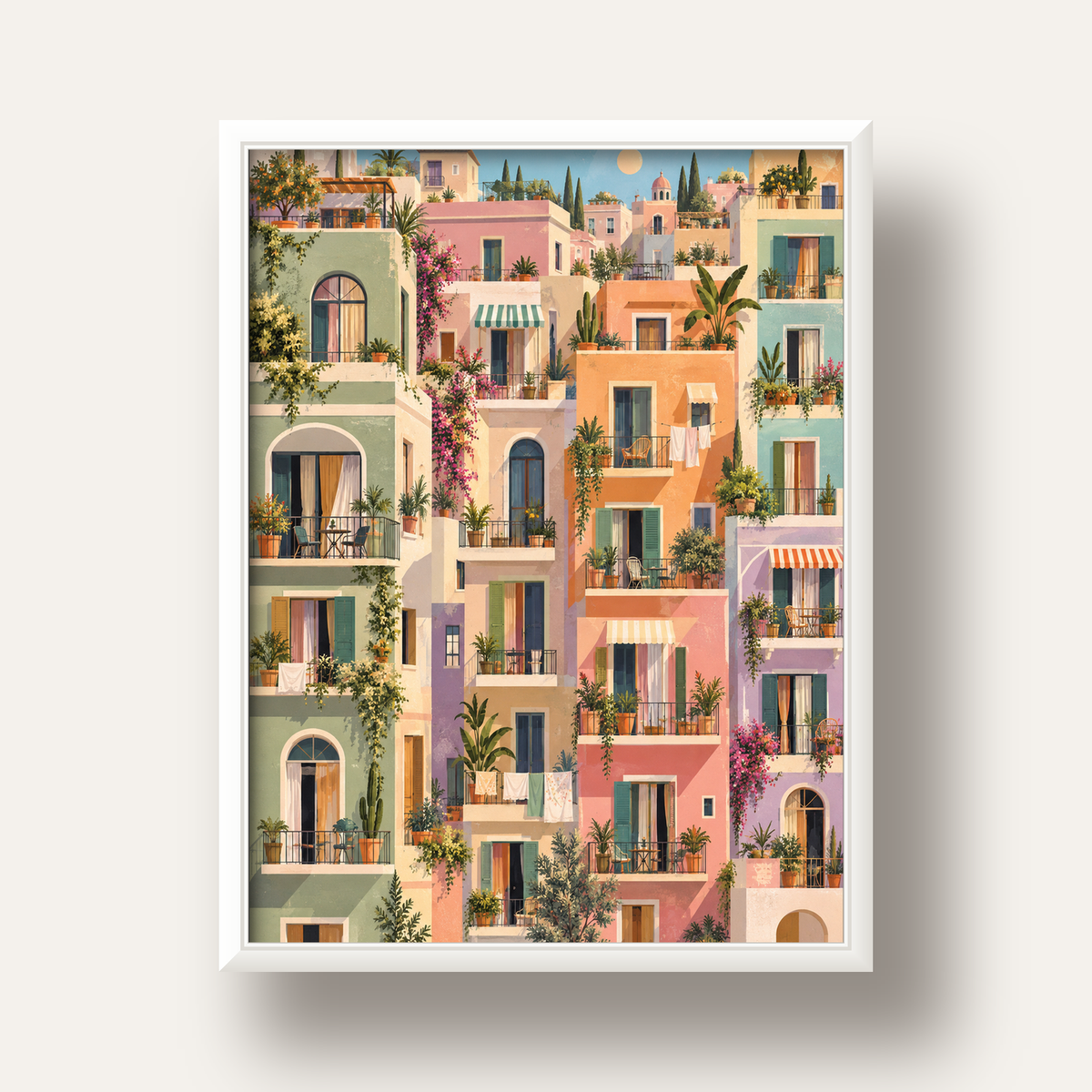 Pastel Apartman Cepheleri — beyaz derin çerçeveli