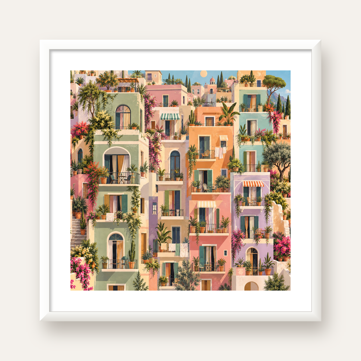 Pastel Apartman Cepheleri — beyaz çerçeveli kare poster