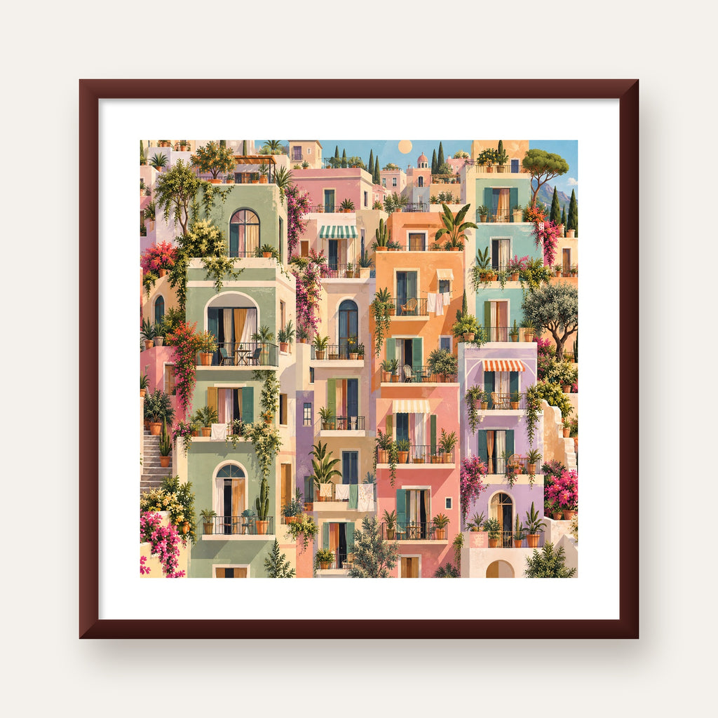 Pastel Apartman Cepheleri — ceviz çerçeveli paspartulu