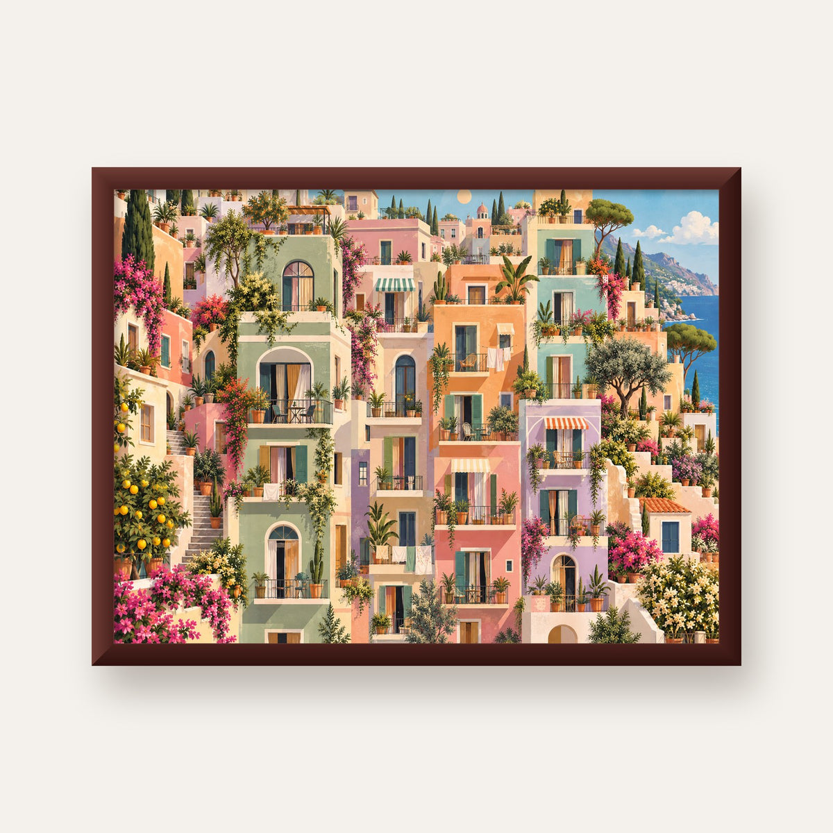 Pastel Apartman Cepheleri — ceviz çerçeveli