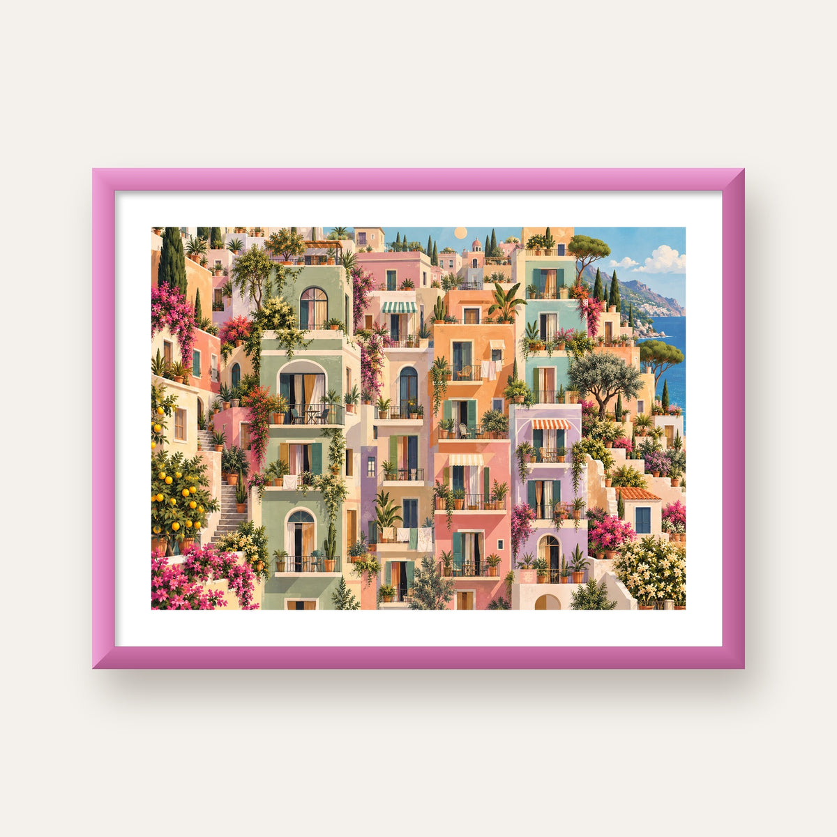 Pastel Apartman Cepheleri — pembe çerçeveli paspartulu