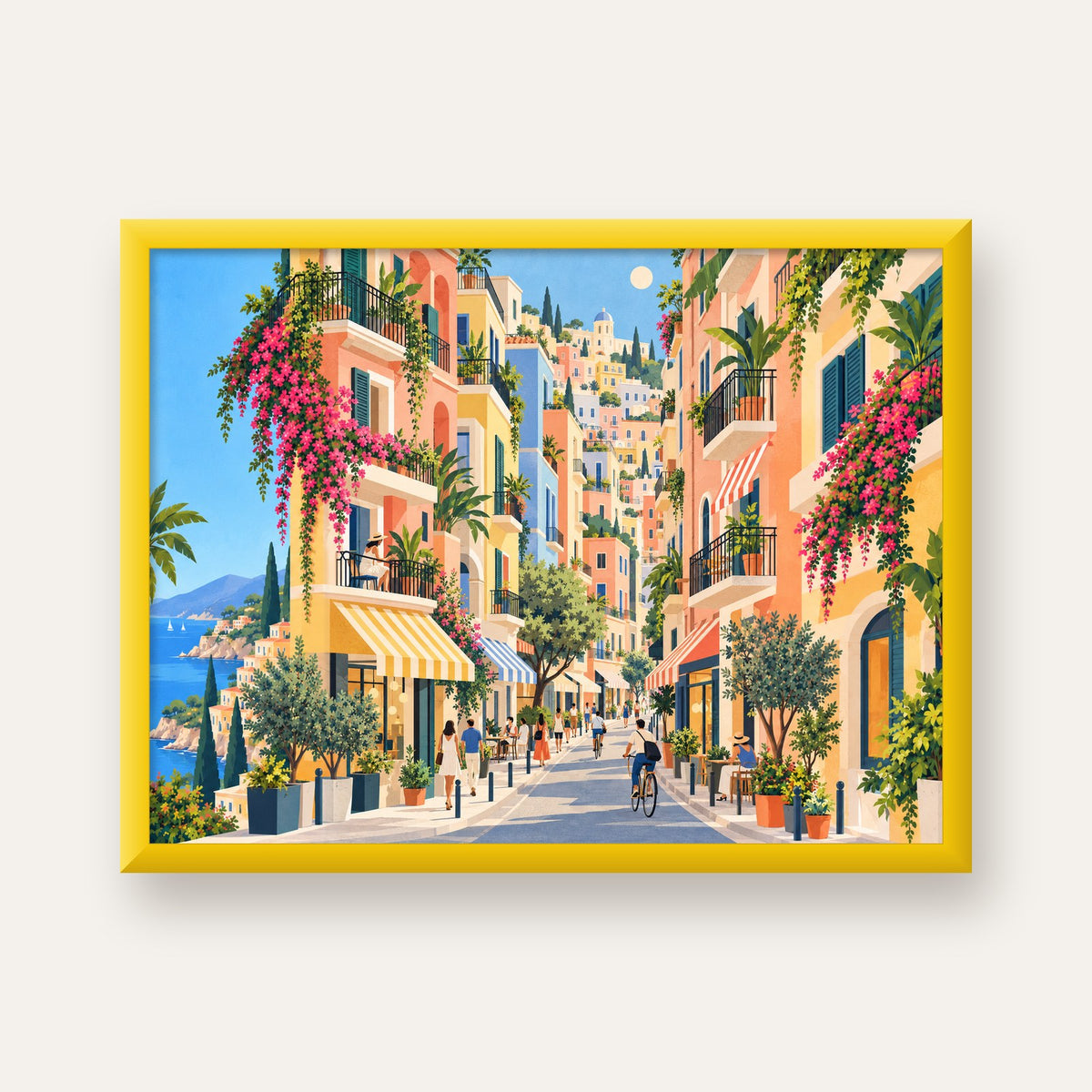Pastel Gündüz Sokağı — sarı çerçeveli