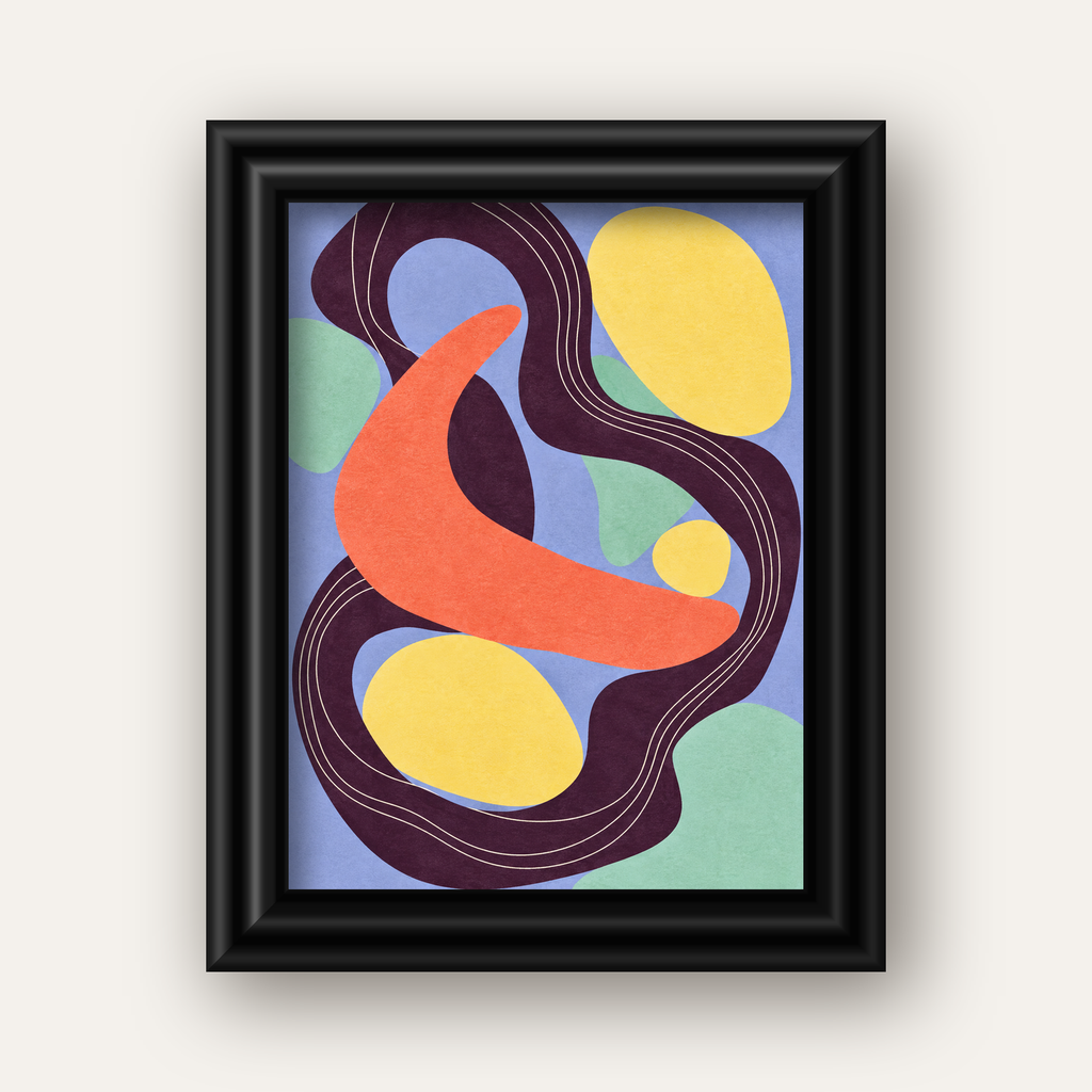 Soyut Renkli Şekiller Poster – Modern Minimalist Duvar Sanatı — siyah galeri çerçeveli