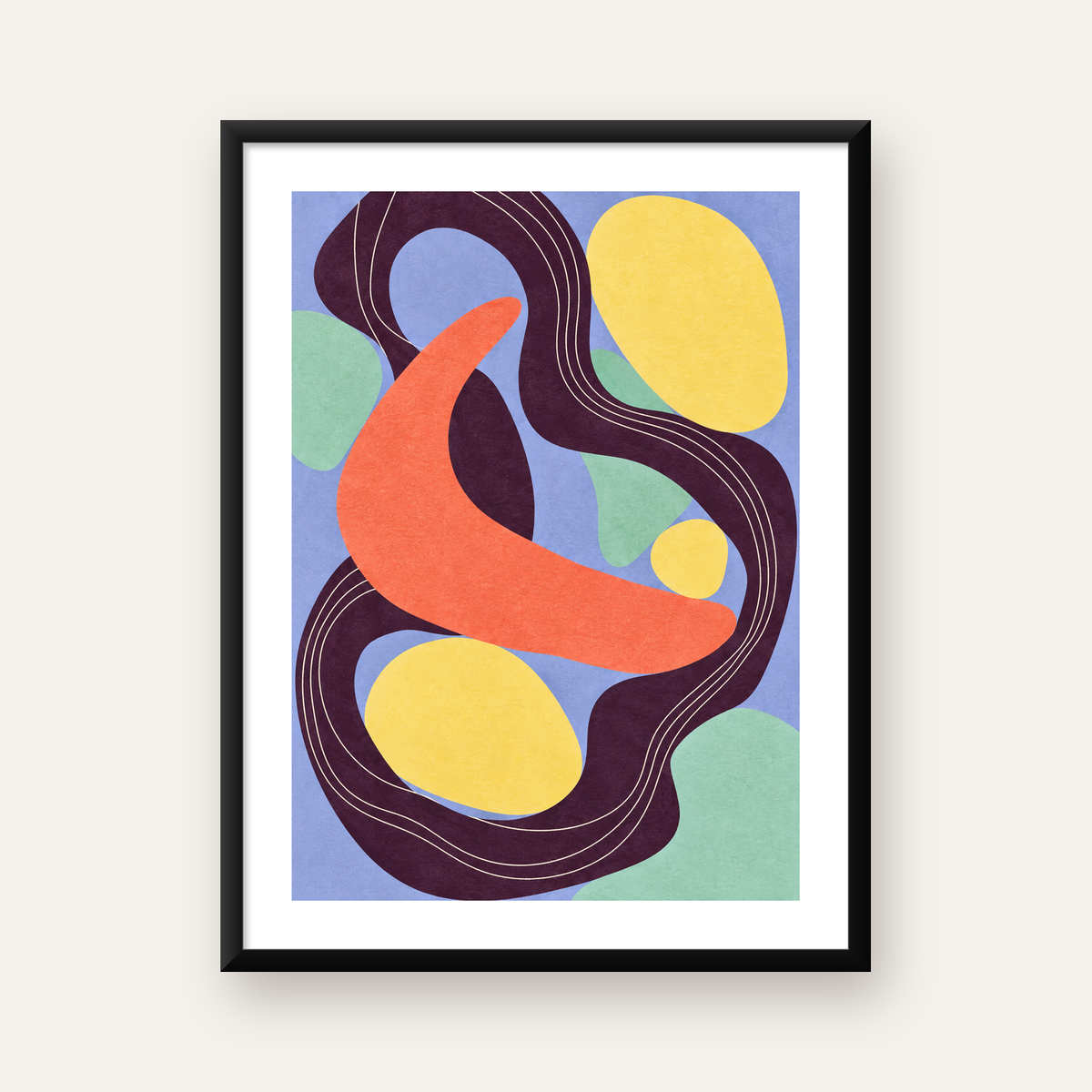 Soyut Renkli Şekiller Poster – Modern Minimalist Duvar Sanatı — Dikey baskı, beyaz kenar boşluklu