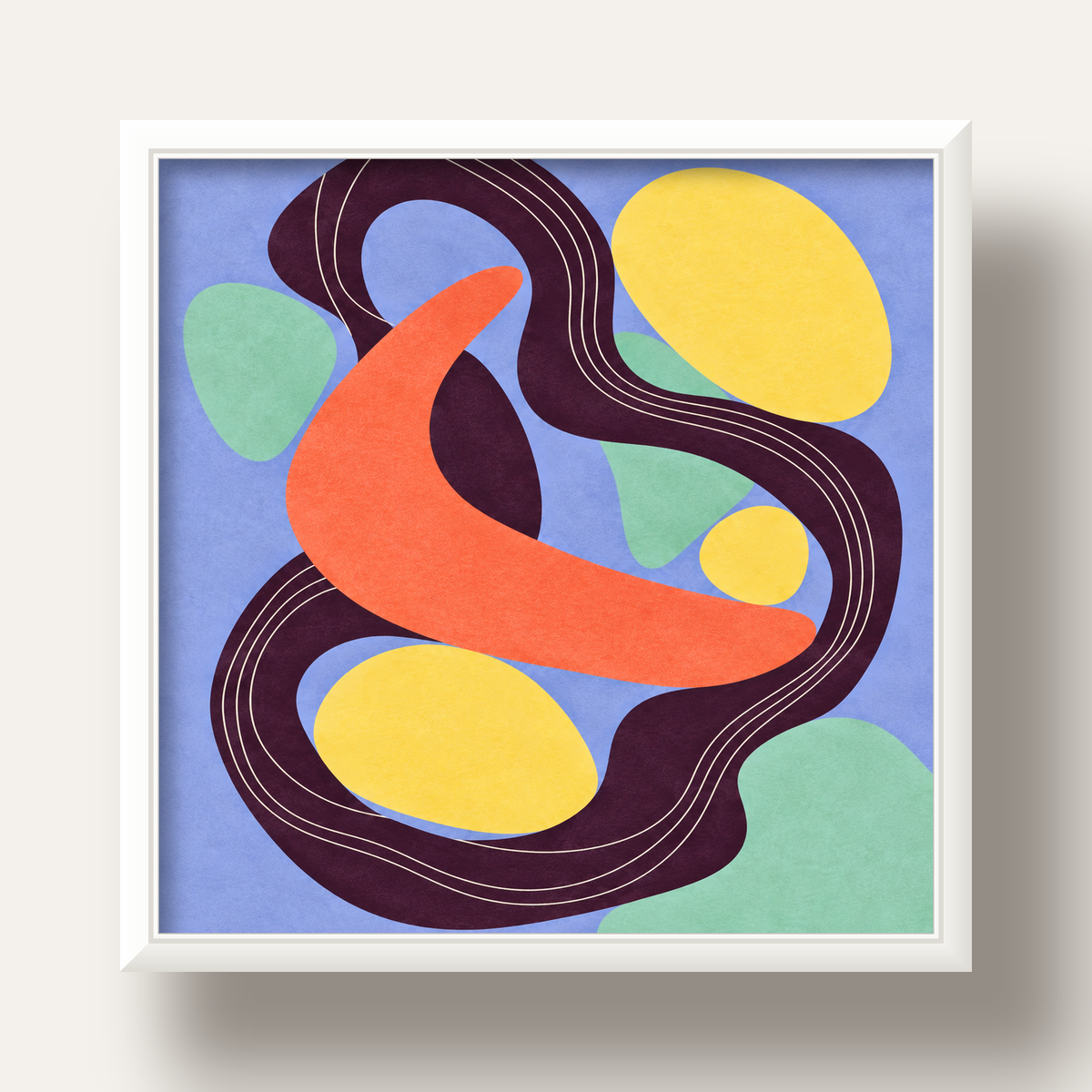 Soyut Renkli Şekiller Poster – Modern Minimalist Duvar Sanatı — beyaz derin çerçeveli