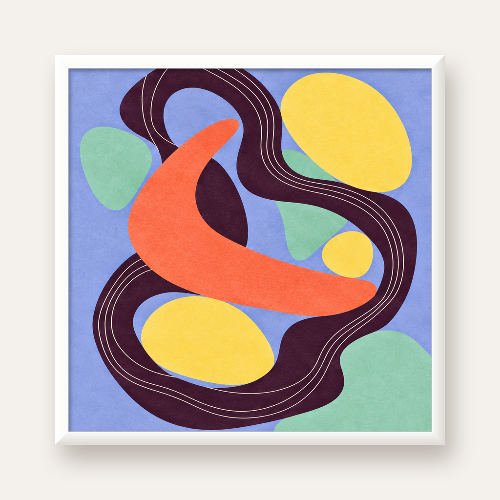 Soyut Renkli Şekiller Poster – Modern Minimalist Duvar Sanatı — beyaz çerçeveli kare poster