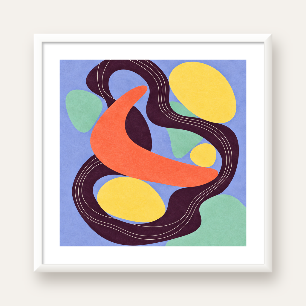 Soyut Renkli Şekiller Poster – Modern Minimalist Duvar Sanatı — beyaz çerçeveli kare poster