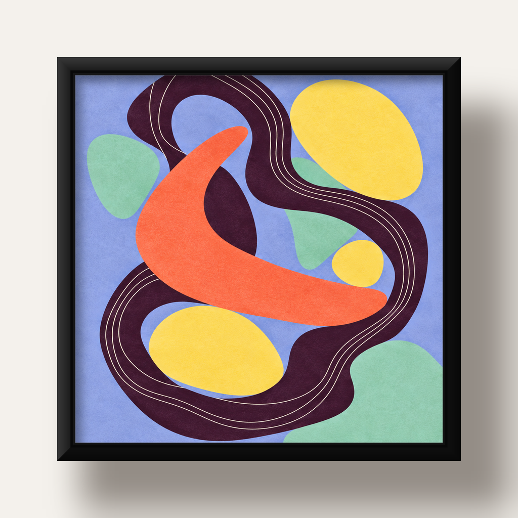 Soyut Renkli Şekiller Poster – Modern Minimalist Duvar Sanatı — siyah derin çerçeveli
