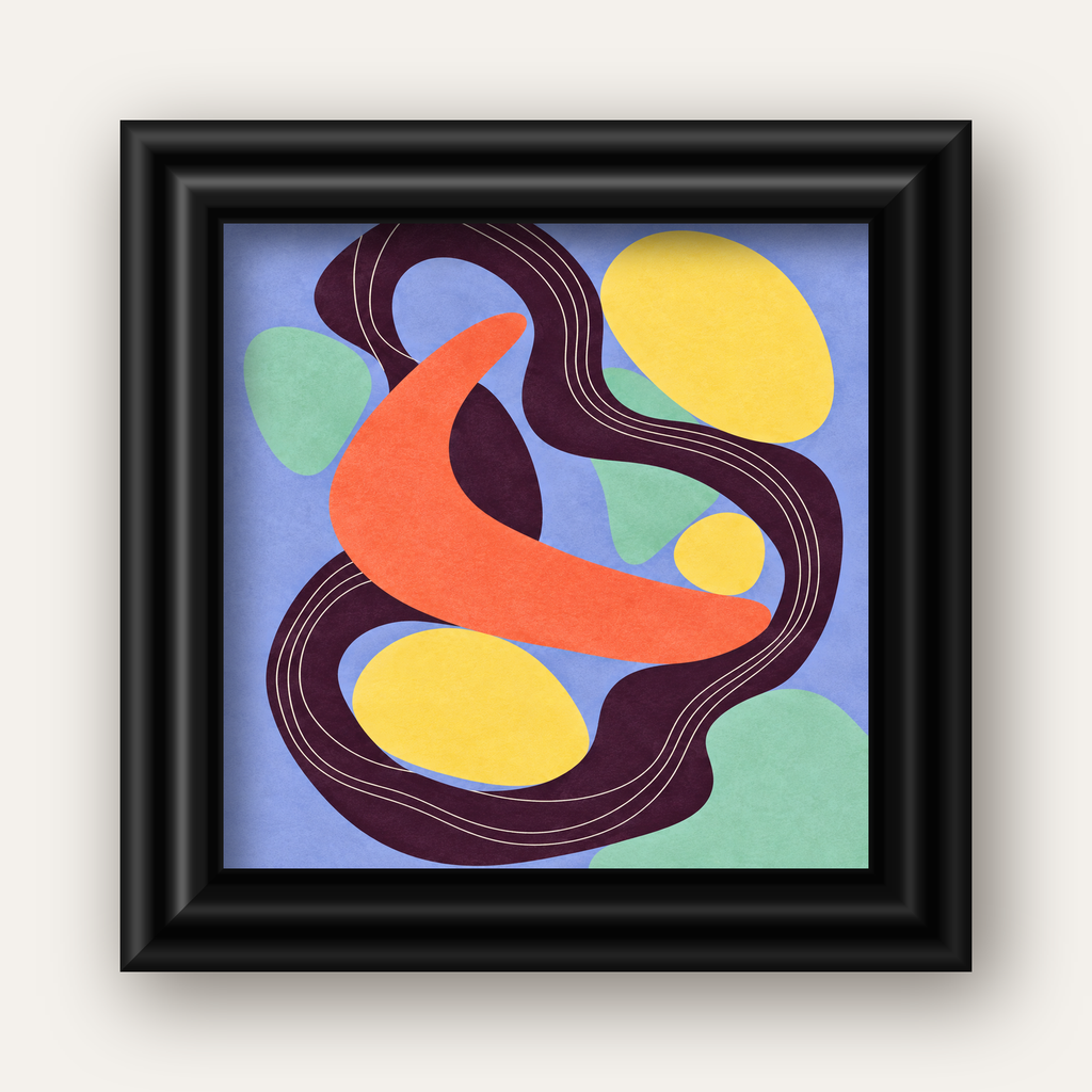 Soyut Renkli Şekiller Poster – Modern Minimalist Duvar Sanatı — siyah galeri çerçeveli