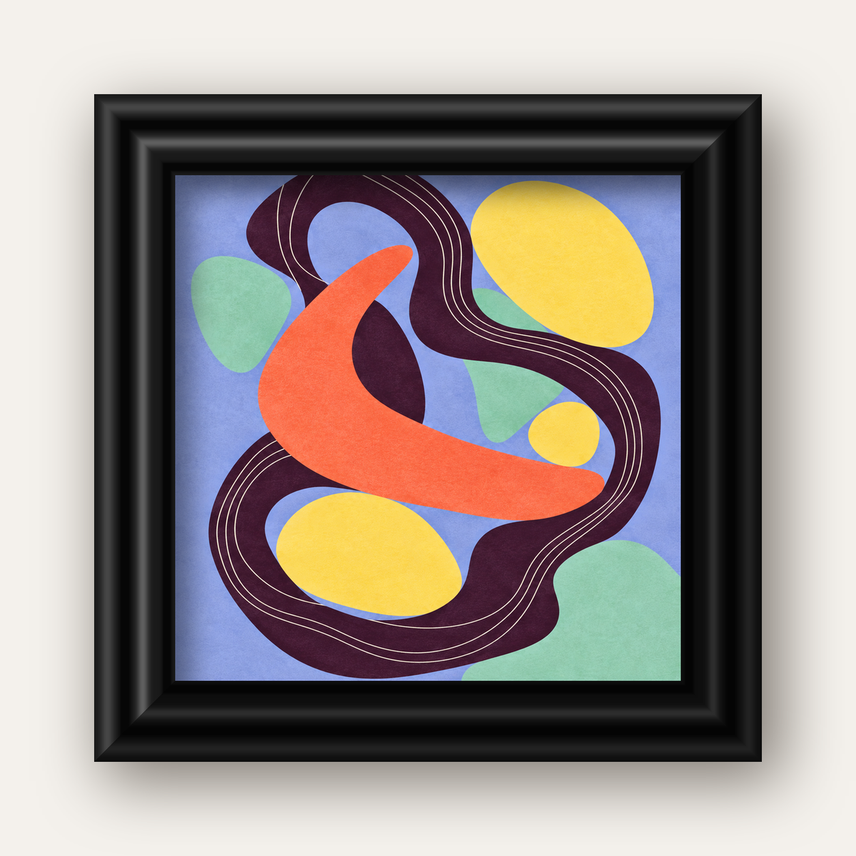 Soyut Renkli Şekiller Poster – Modern Minimalist Duvar Sanatı — siyah galeri çerçeveli