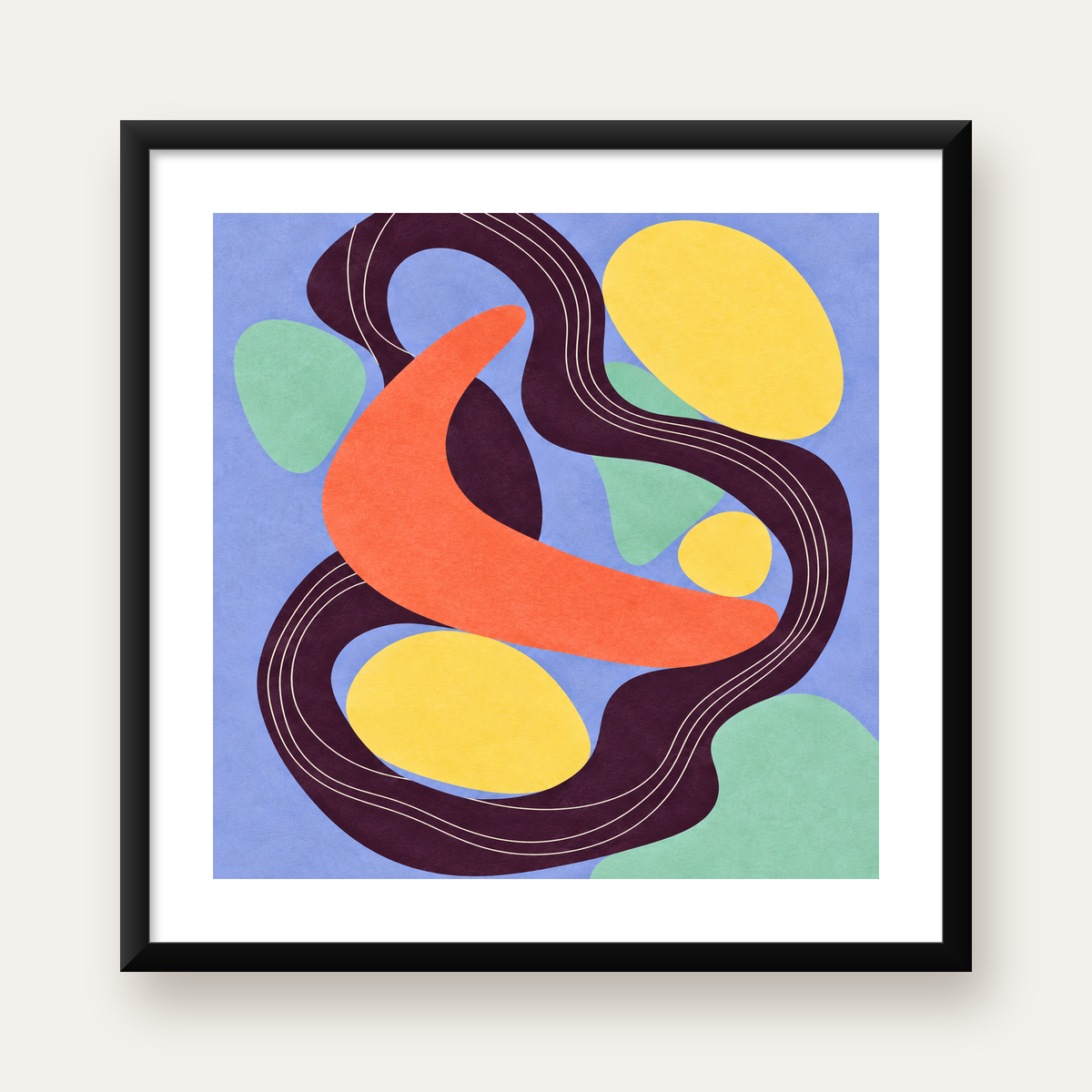 Soyut Renkli Şekiller Poster – Modern Minimalist Duvar Sanatı — Kare baskı, beyaz kenar boşluklu