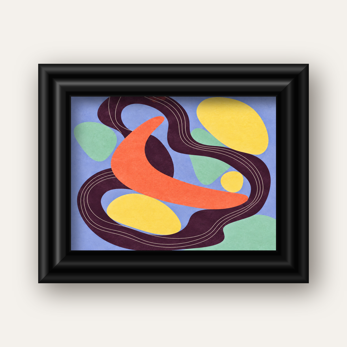 Soyut Renkli Şekiller Poster – Modern Minimalist Duvar Sanatı — siyah galeri çerçeveli