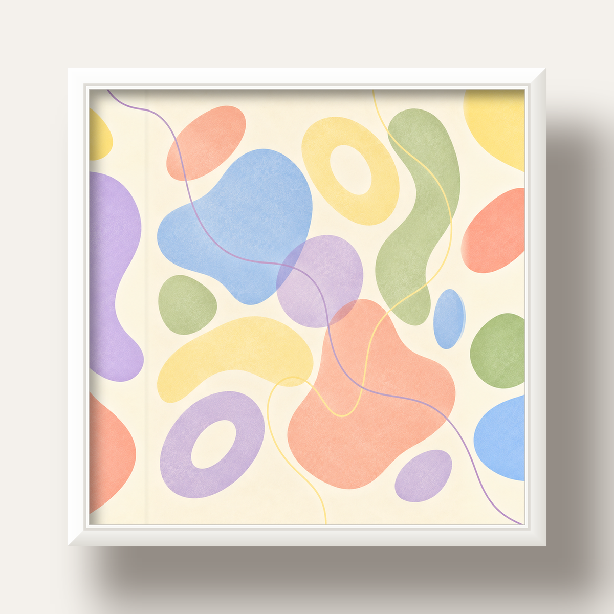 Pastel Renkli Soyut Geometrik Şekiller Poster — beyaz derin çerçeveli
