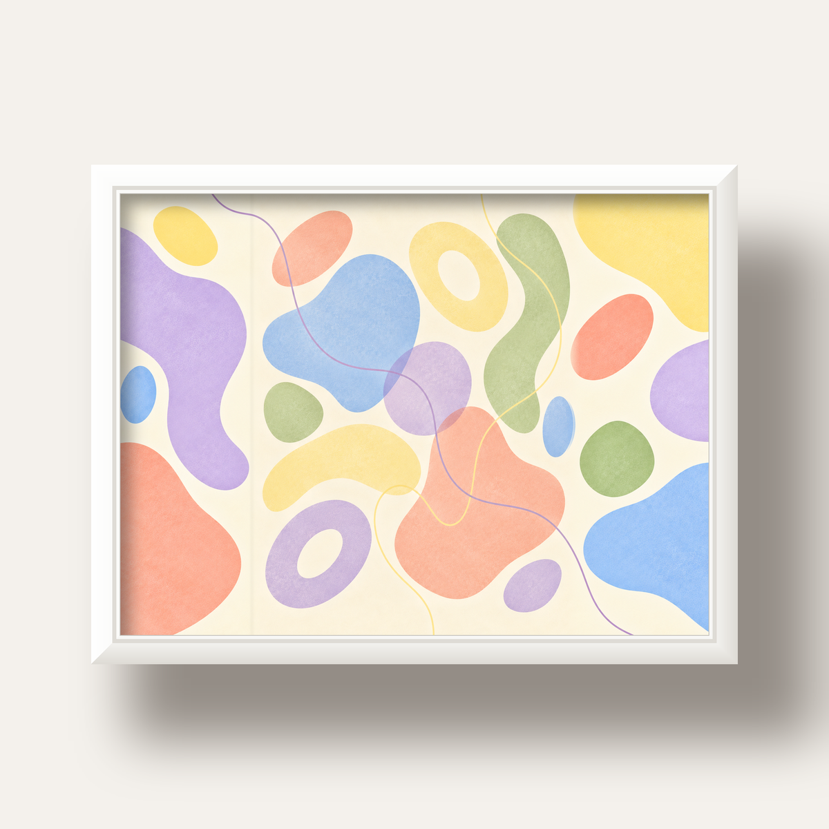 Pastel Renkli Soyut Geometrik Şekiller Poster — beyaz derin çerçeveli