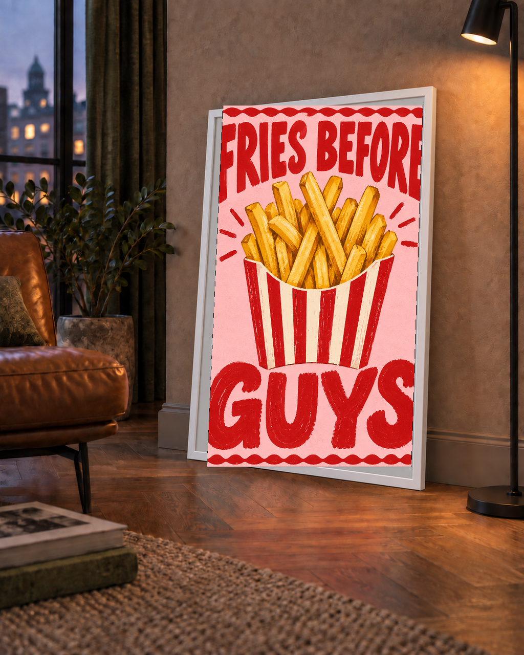 Fries Before Guys Poster – Eğlenceli Patates Kızartması Duvar Dekoru