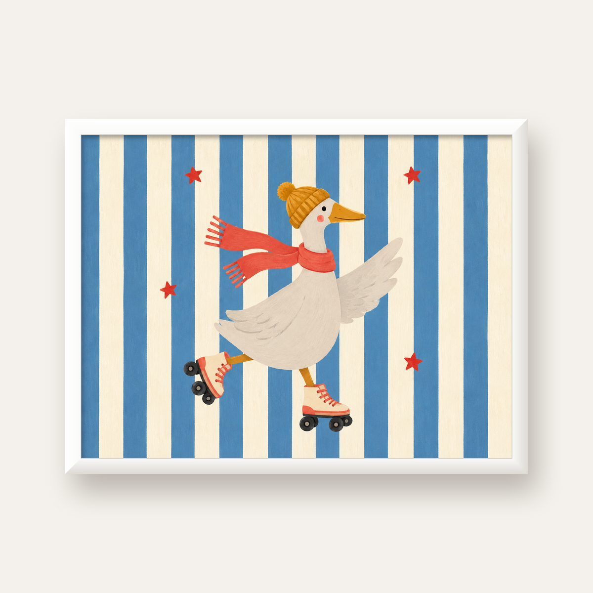 Patenli Kaz — beyaz çerçeveli yatay poster