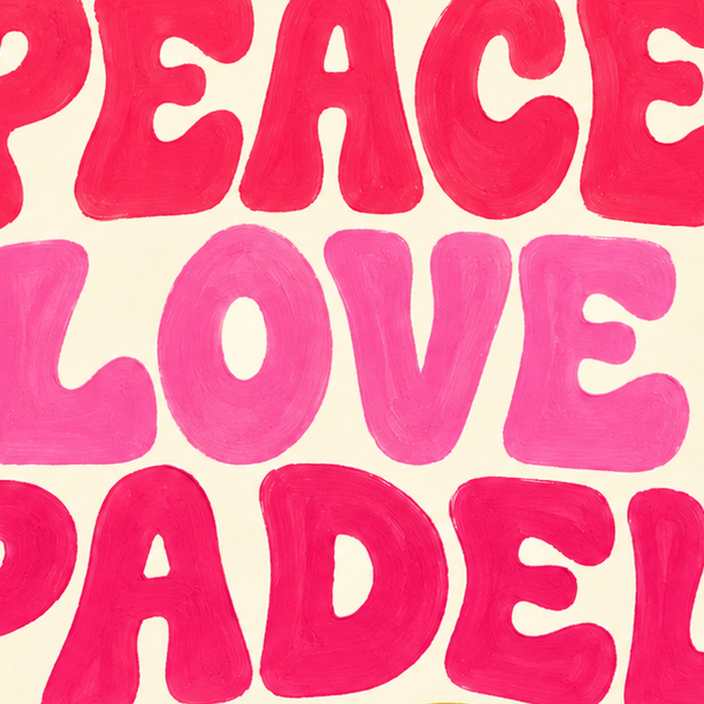 Peace Love Padel Poster – Eğlenceli Padel ve Barış Temalı Duvar Posteri — baskının yakın çekimi, kâğıt dokusu ve renk detayı