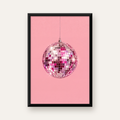 Pembe Diskokugusu Modern Minimal Poster Duvar Dekoru — düz siyah çerçeveli duvar posteri