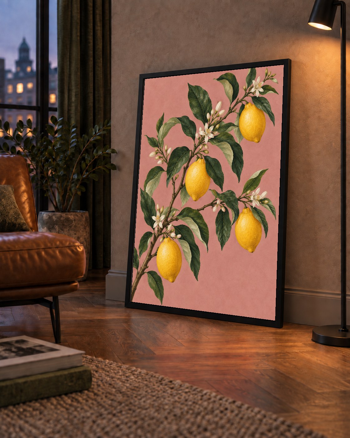 Limon Dalı İllüstrasyon Poster – Zarif, Gerçekçi Duvar Dekoru
