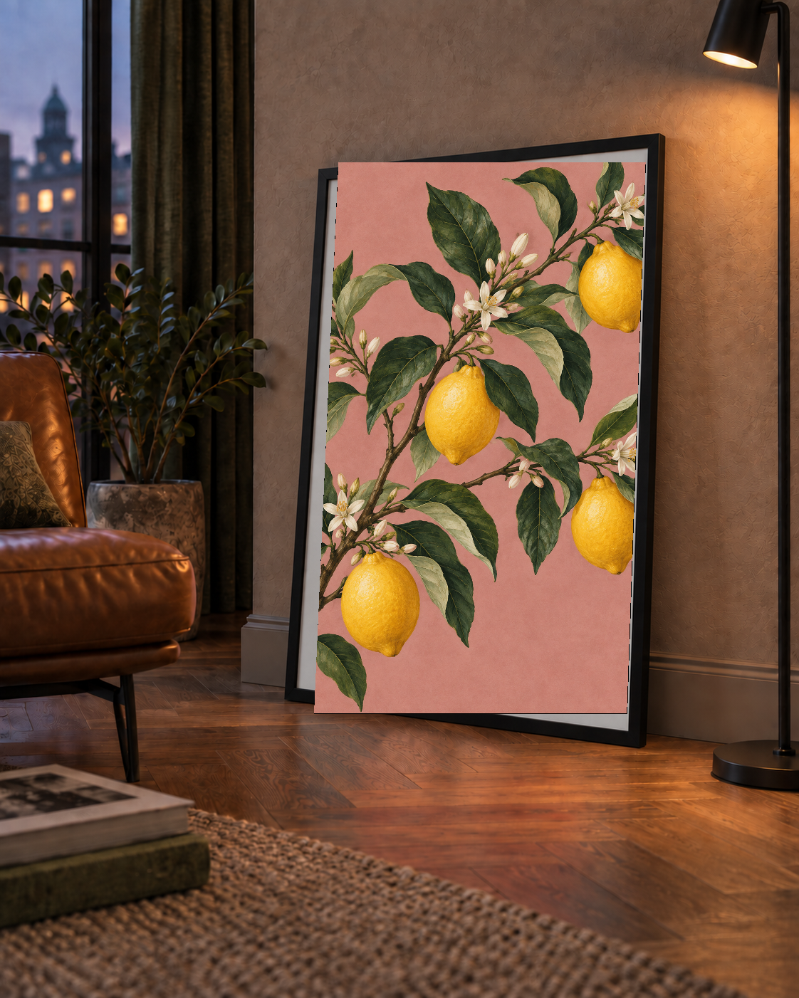 Limon Dalı İllüstrasyon Poster – Zarif, Gerçekçi Duvar Dekoru