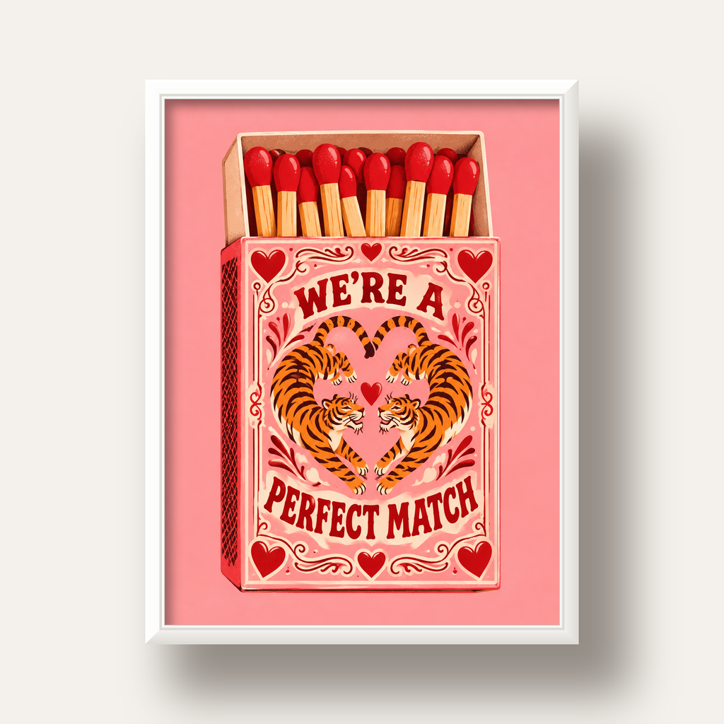 We're a Perfect Match — Kaplanlar — beyaz derin çerçeveli