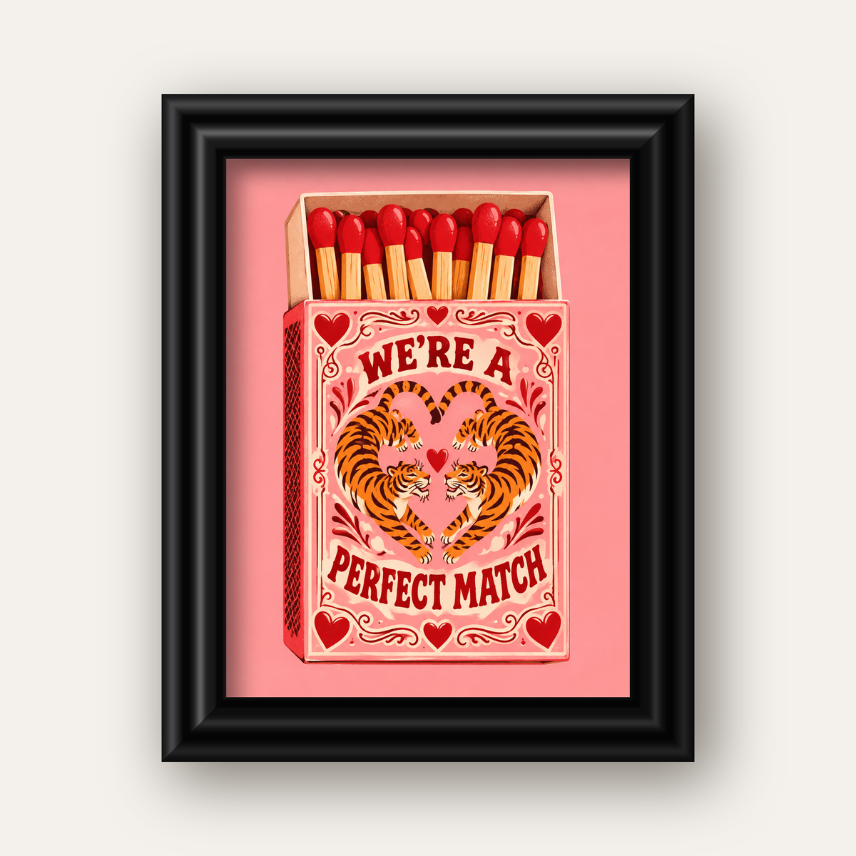 We're a Perfect Match — Kaplanlar — siyah galeri çerçeveli