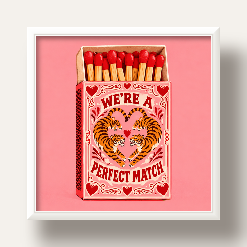 We're a Perfect Match — Kaplanlar — beyaz derin çerçeveli
