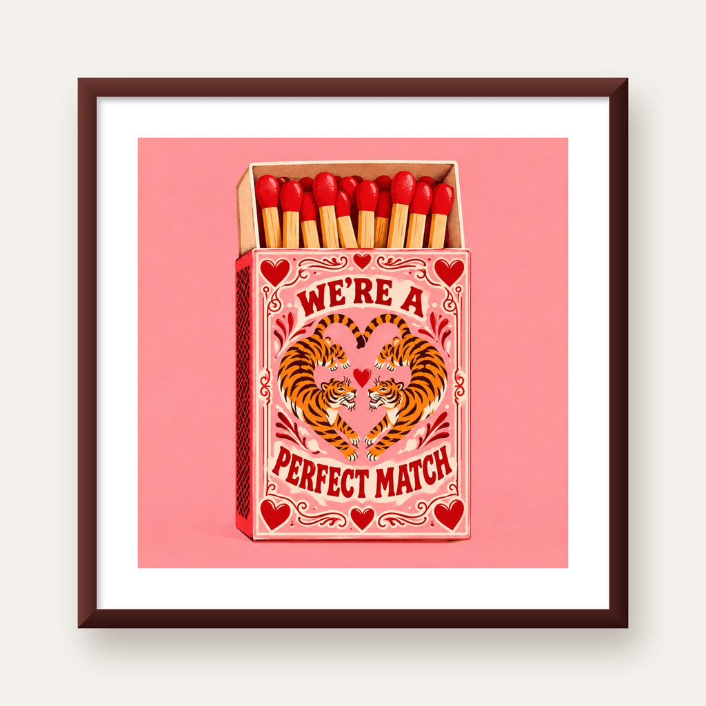 We're a Perfect Match — Kaplanlar — ceviz çerçeveli paspartulu