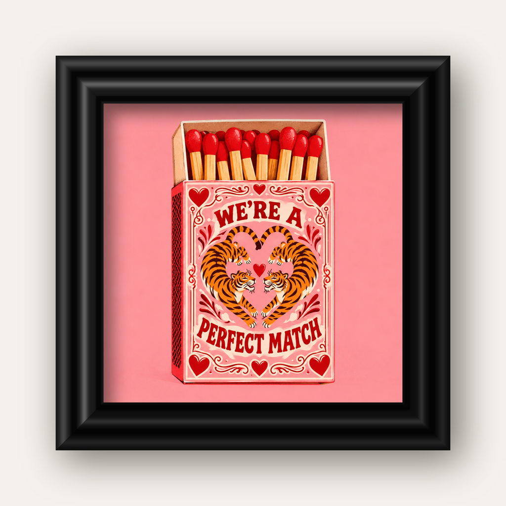 We're a Perfect Match — Kaplanlar — siyah galeri çerçeveli