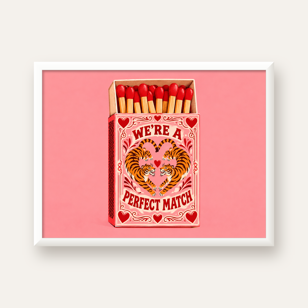 We're a Perfect Match — Kaplanlar — beyaz çerçeveli yatay poster