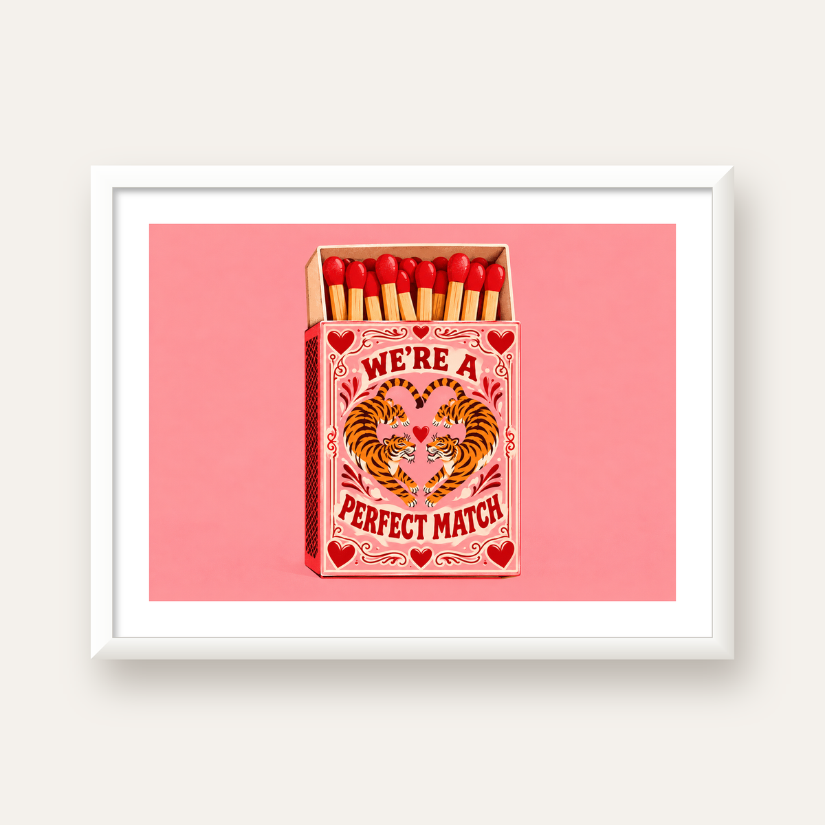 We're a Perfect Match — Kaplanlar — beyaz çerçeveli yatay poster