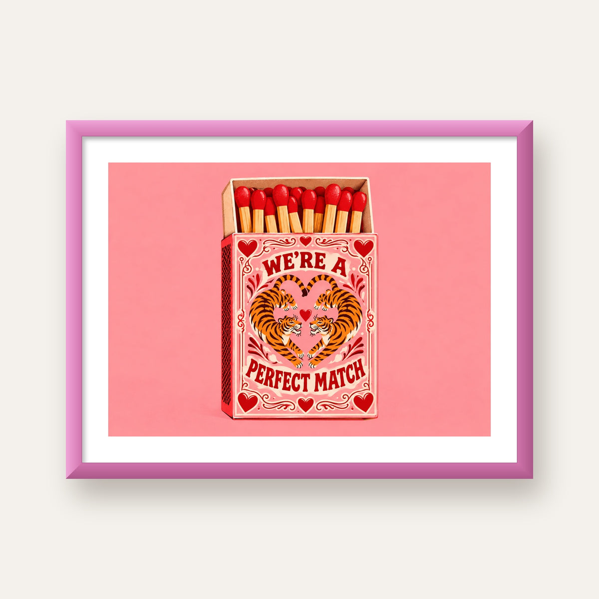 We're a Perfect Match — Kaplanlar — pembe çerçeveli paspartulu