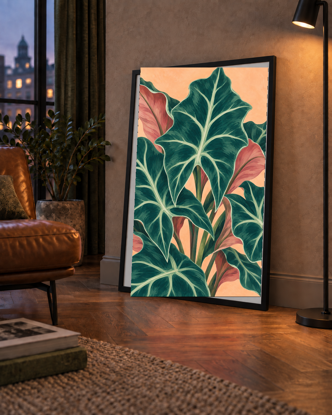 Tropikal Yaprak Desenli Modern Sanat Poster – Dijital Baskı