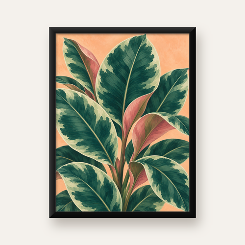 Yeşil Büyük Yapraklı Bitki Dijital Poster - Modern Duvar Dekoru