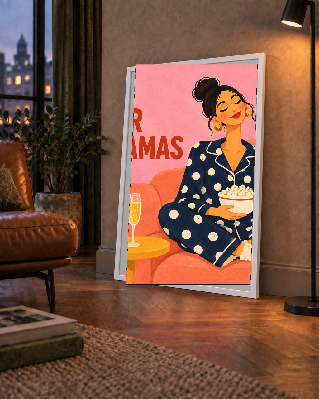 Pijama Keyfi İllüstrasyonlu Modern Poster – Rahat ve Şık Dekor