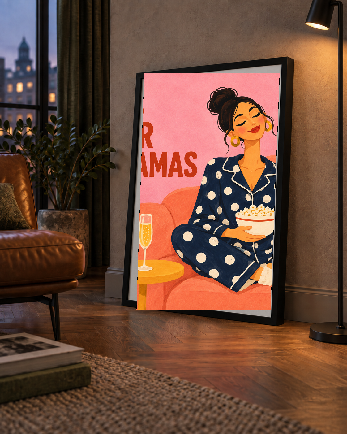 Pijama Keyfi İllüstrasyonlu Modern Poster – Rahat ve Şık Dekor